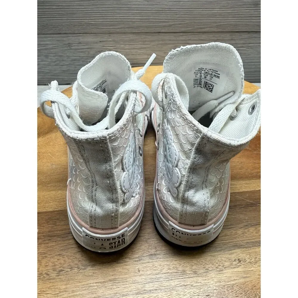 Converse Shoes Sz11 Youth Chuck Taylor Lift Hi Top Pastel Mermaid Scales 372752C